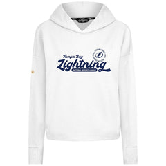 NHL White Tampa Bay Lightning Levelwear Women's Sweet Monument Tri-Blend Cropped Pullover Hoodie