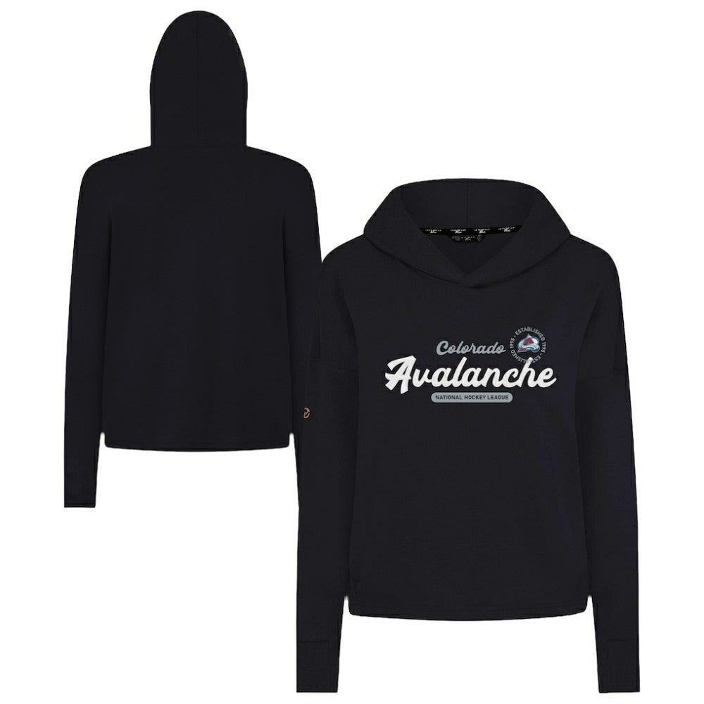 NHL Black Colorado Avalanche Levelwear Women's Sweet Monument Tri-Blend Cropped Pullover Hoodie