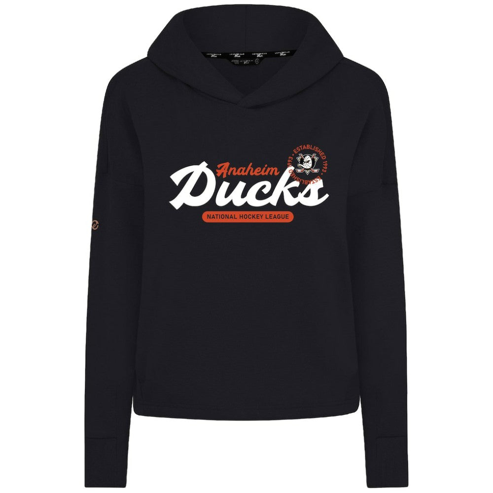 NHL Black Anaheim Ducks Levelwear Women's Sweet Monument Tri-Blend Cropped Pullover Hoodie