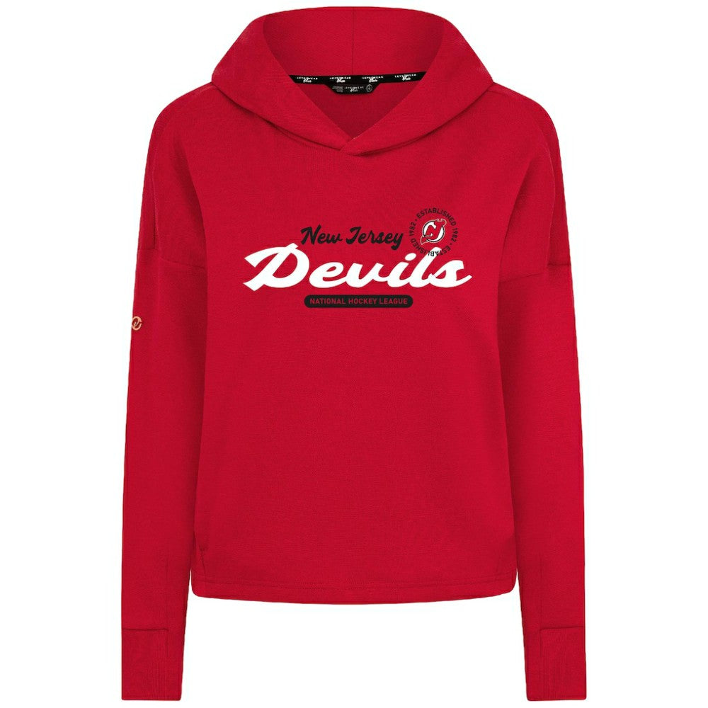 NHL Red New Jersey Devils Levelwear Women's Sweet Monument Tri-Blend Cropped Pullover Hoodie