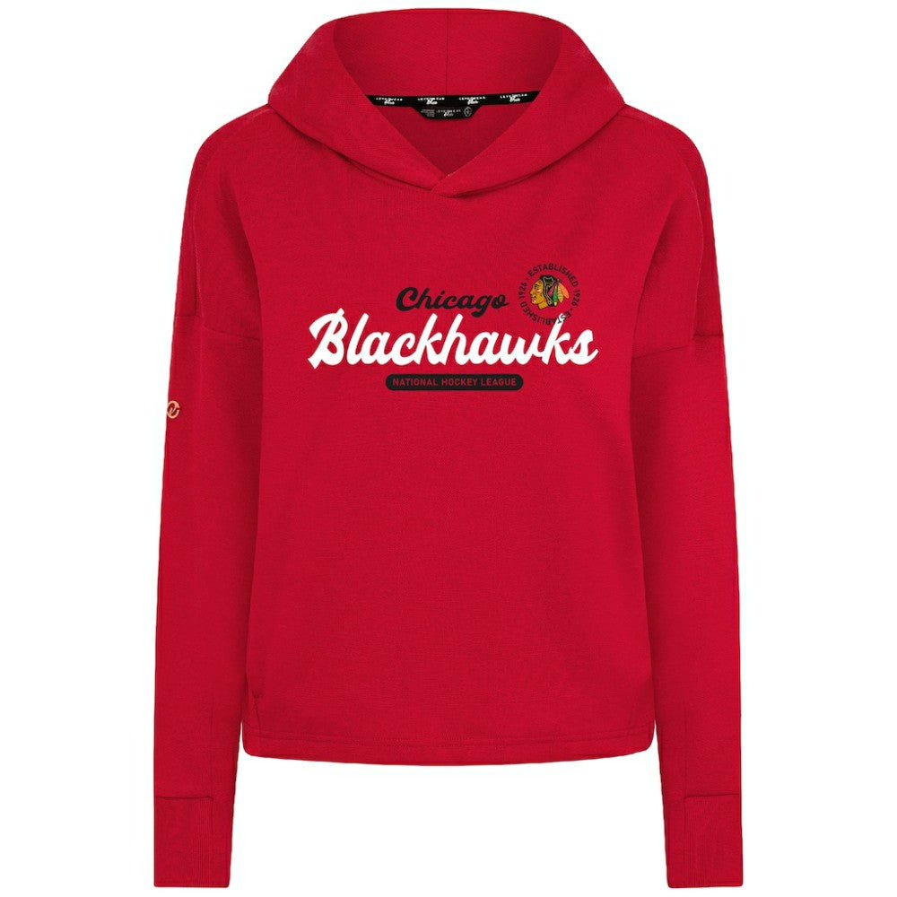 NHL Red Chicago Blackhawks Levelwear Women's Sweet Monument Tri-Blend Cropped Pullover Hoodie