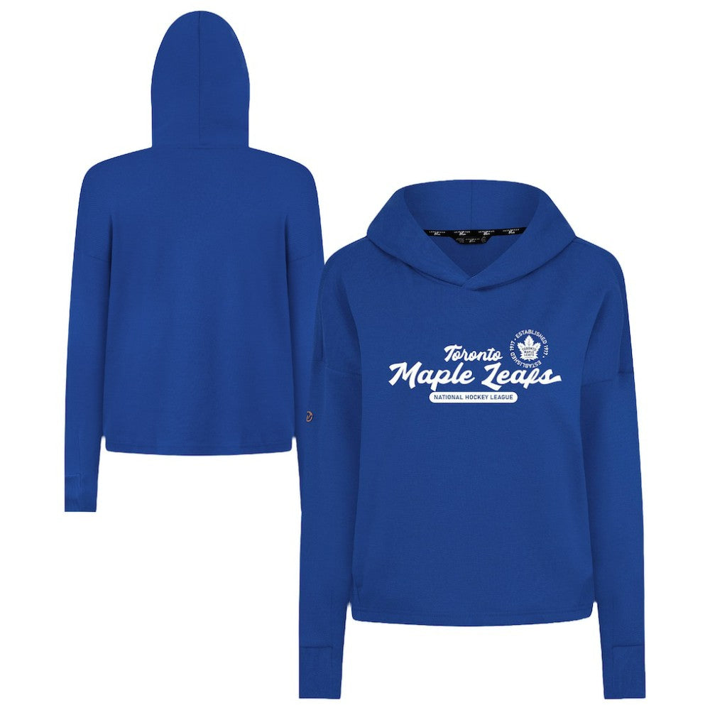 NHL Royal Toronto Maple Leafs Levelwear Women's Sweet Monument Tri-Blend Cropped Pullover Hoodie