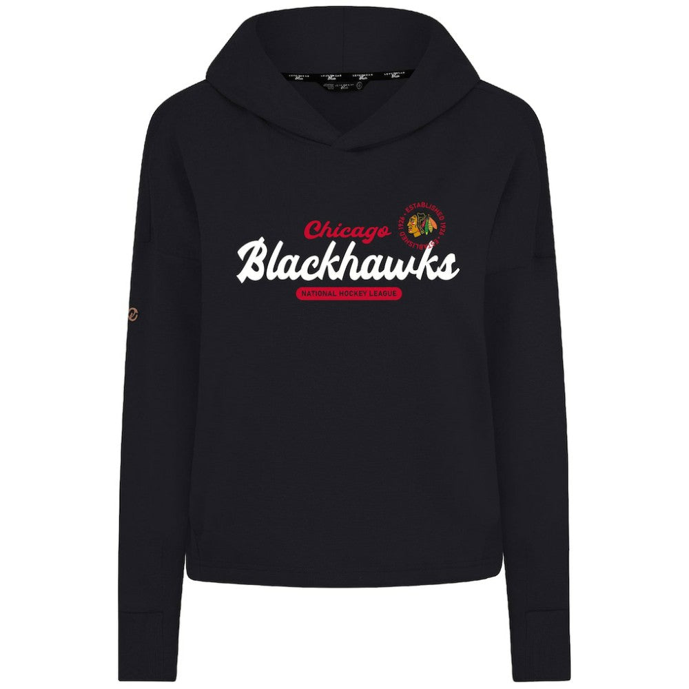 NHL Black Chicago Blackhawks Levelwear Women's Sweet Monument Tri-Blend Cropped Pullover Hoodie