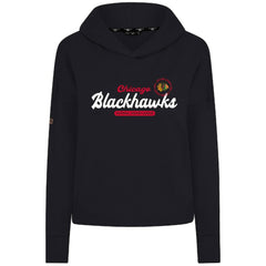 NHL Black Chicago Blackhawks Levelwear Women's Sweet Monument Tri-Blend Cropped Pullover Hoodie