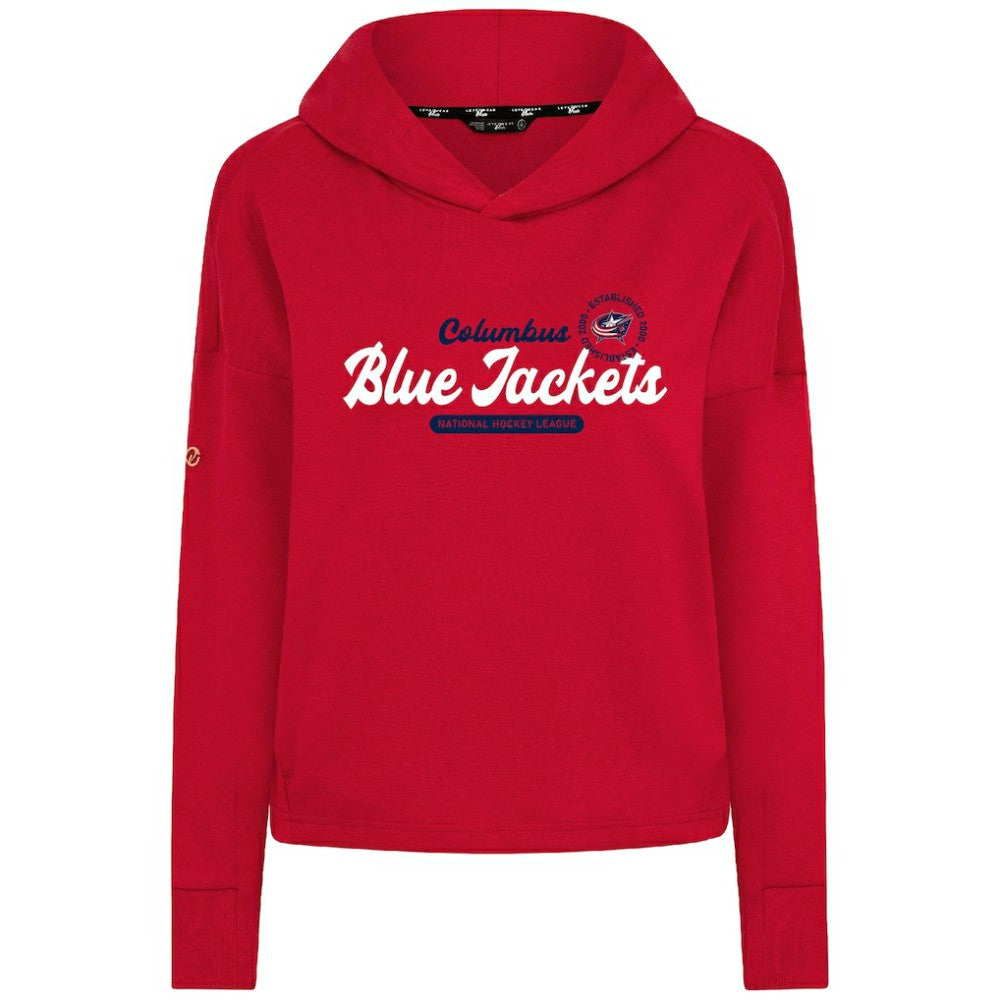 NHL Red Columbus Blue Jackets Levelwear Women's Sweet Monument Tri-Blend Cropped Pullover Hoodie
