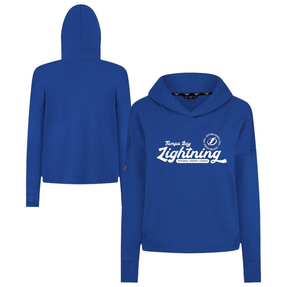 NHL Royal Tampa Bay Lightning Levelwear Women's Sweet Monument Tri-Blend Cropped Pullover Hoodie