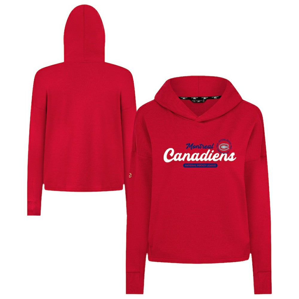 NHL Red Montreal Canadiens Levelwear Women's Sweet Monument Tri-Blend Cropped Pullover Hoodie