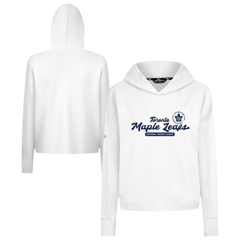 NHL White Toronto Maple Leafs Levelwear Women's Sweet Monument Tri-Blend Cropped Pullover Hoodie
