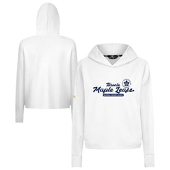 NHL White Toronto Maple Leafs Levelwear Women's Sweet Monument Tri-Blend Cropped Pullover Hoodie