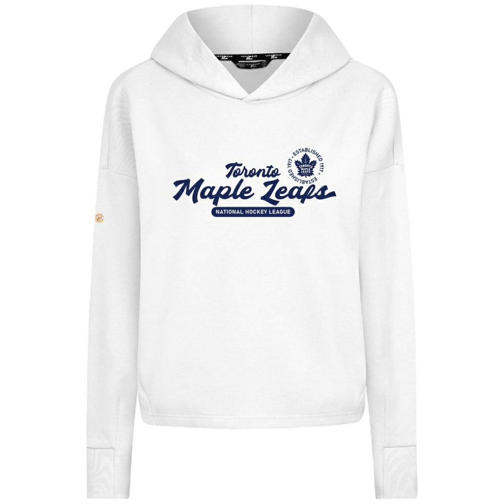 NHL White Toronto Maple Leafs Levelwear Women's Sweet Monument Tri-Blend Cropped Pullover Hoodie
