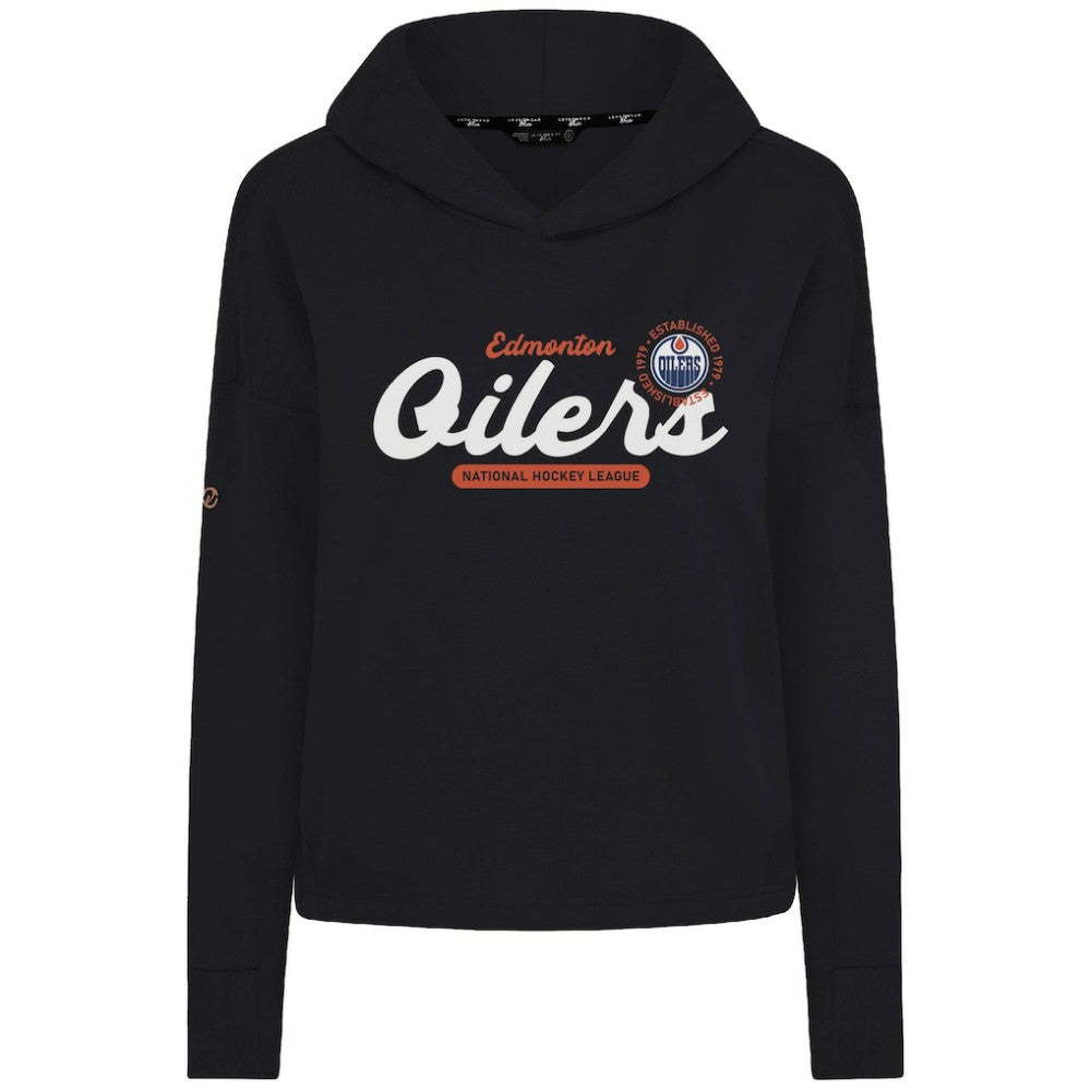 NHL Black Edmonton Oilers Levelwear Women's Sweet Monument Tri-Blend Cropped Pullover Hoodie