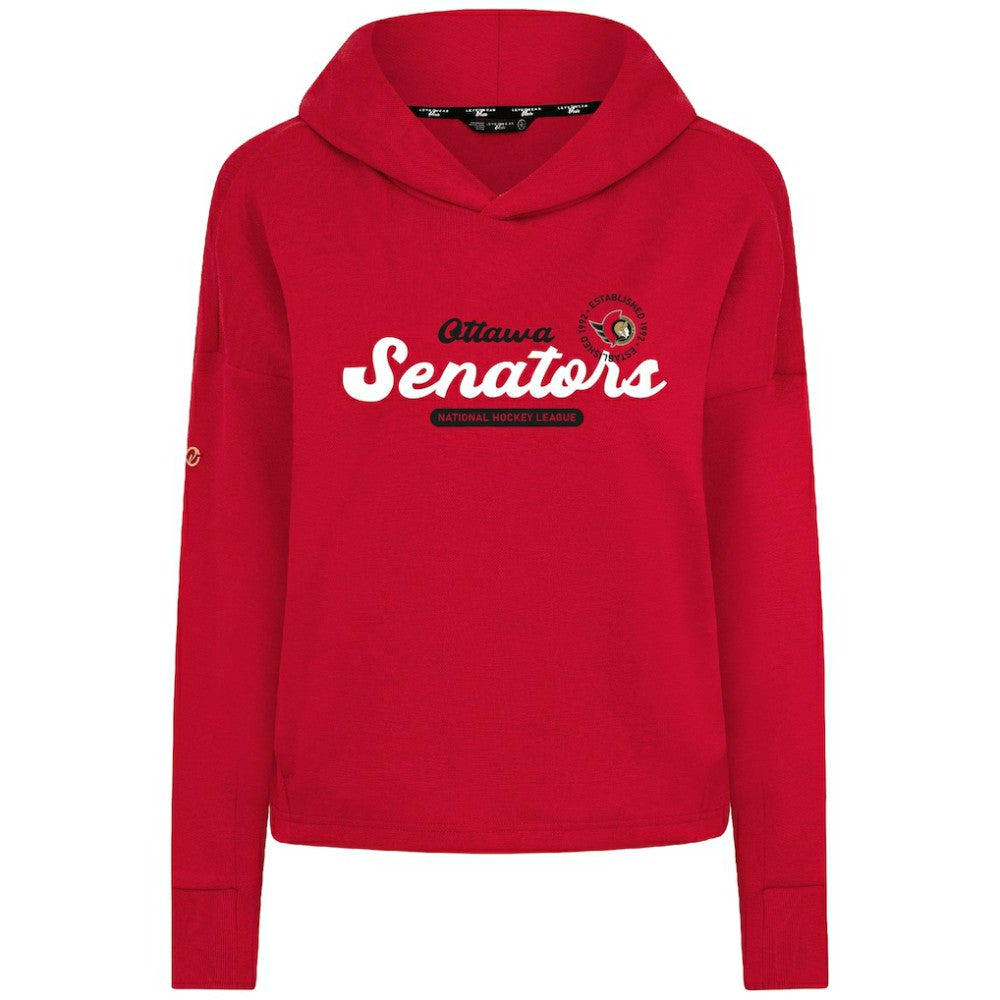 NHL Red Ottawa Senators Levelwear Women's Sweet Monument Tri-Blend Cropped Pullover Hoodie
