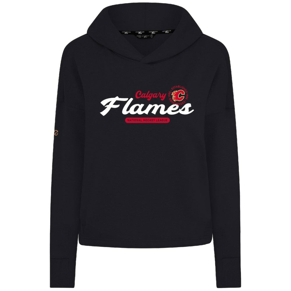 NHL Black Calgary Flames Levelwear Women's Sweet Monument Tri-Blend Cropped Pullover Hoodie