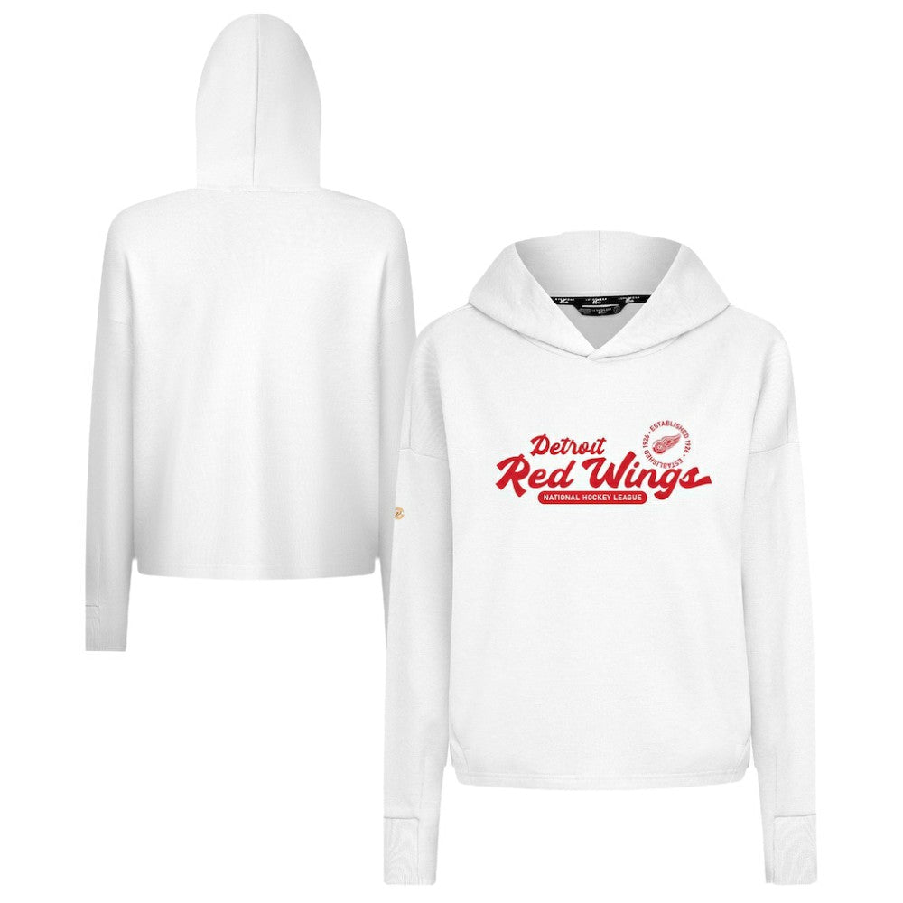 NHL White Detroit Red Wings Levelwear Women's Sweet Monument Tri-Blend Cropped Pullover Hoodie