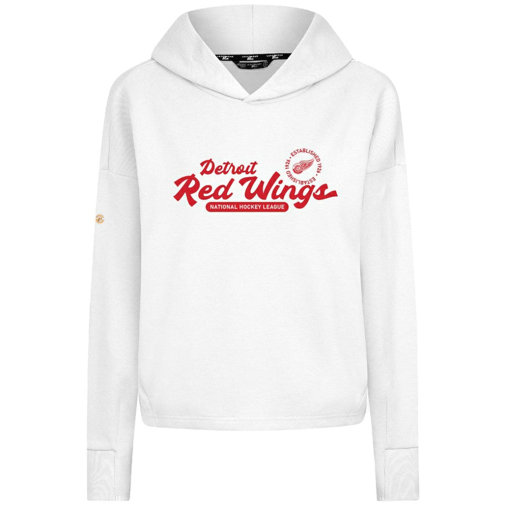 NHL White Detroit Red Wings Levelwear Women's Sweet Monument Tri-Blend Cropped Pullover Hoodie