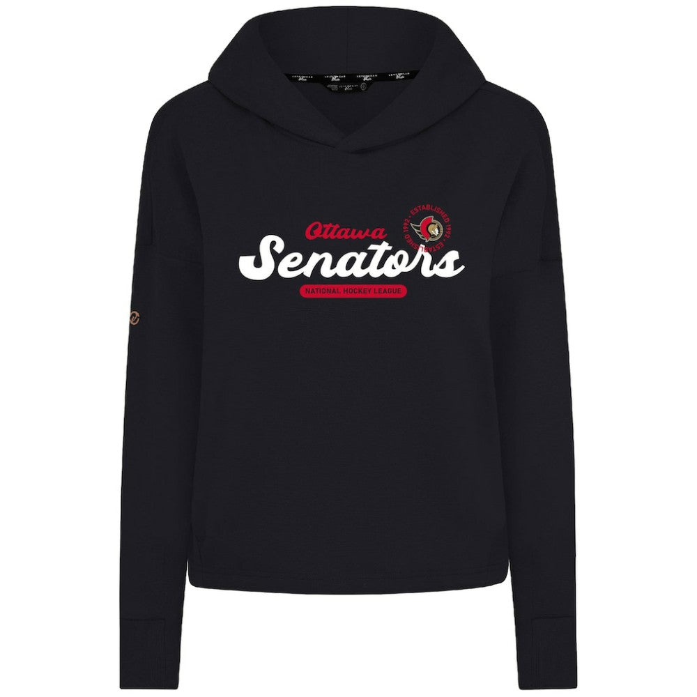 NHL Black Ottawa Senators Levelwear Women's Sweet Monument Tri-Blend Cropped Pullover Hoodie