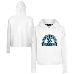 NHL White Seattle Kraken Levelwear Women's Sweet Banner Arch Tri-Blend Cropped Pullover Hoodie