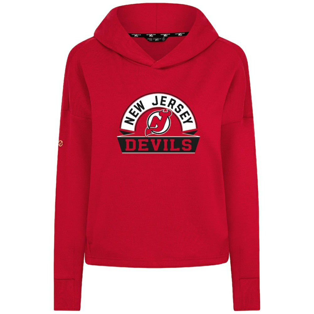 NHL Red New Jersey Devils Levelwear Women's Sweet Banner Arch Tri-Blend Cropped Pullover Hoodie