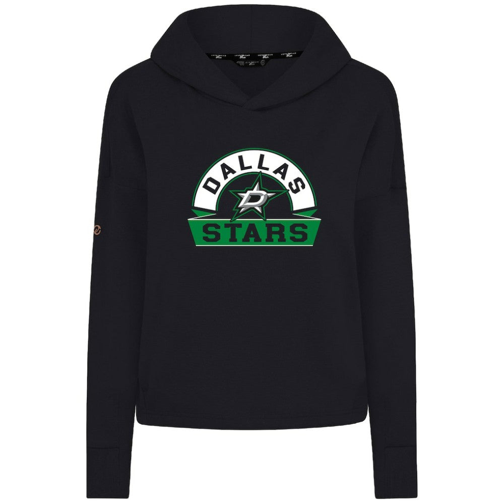 NHL Black Dallas Stars Levelwear Women's Sweet Banner Arch Tri-Blend Cropped Pullover Hoodie