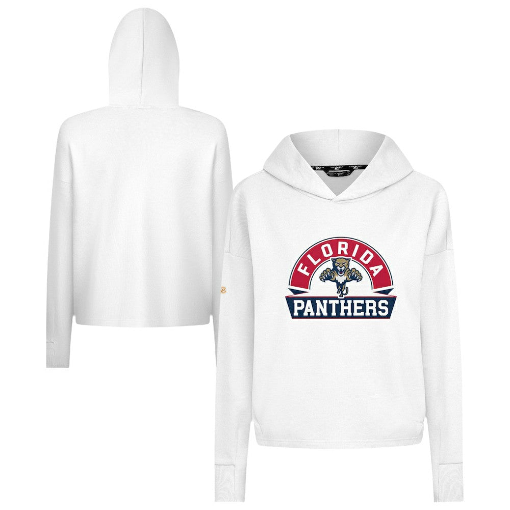 NHL White Florida Panthers Levelwear Women's Sweet Banner Arch Tri-Blend Cropped Pullover Hoodie