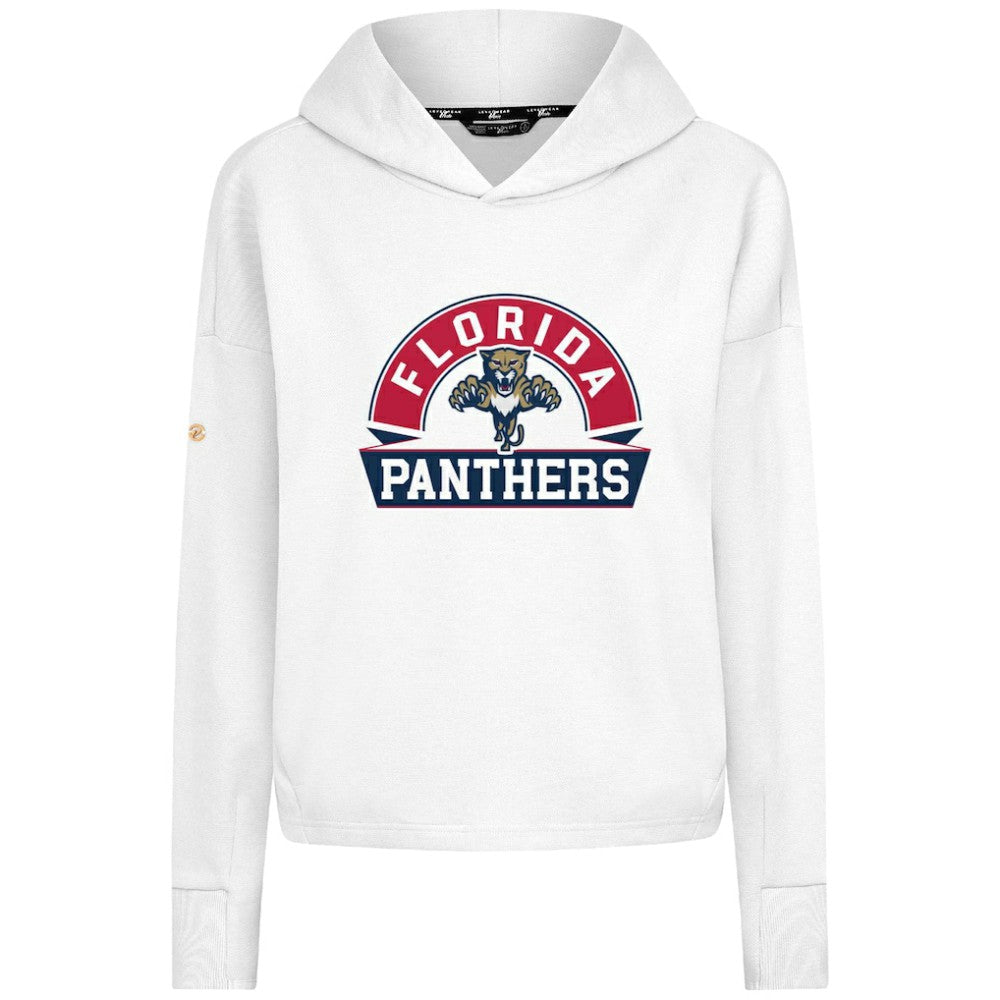 NHL White Florida Panthers Levelwear Women's Sweet Banner Arch Tri-Blend Cropped Pullover Hoodie
