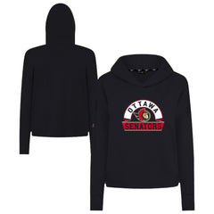 NHL Black Ottawa Senators Levelwear Women's Sweet Banner Arch Tri-Blend Cropped Pullover Hoodie