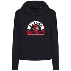 NHL Black Ottawa Senators Levelwear Women's Sweet Banner Arch Tri-Blend Cropped Pullover Hoodie