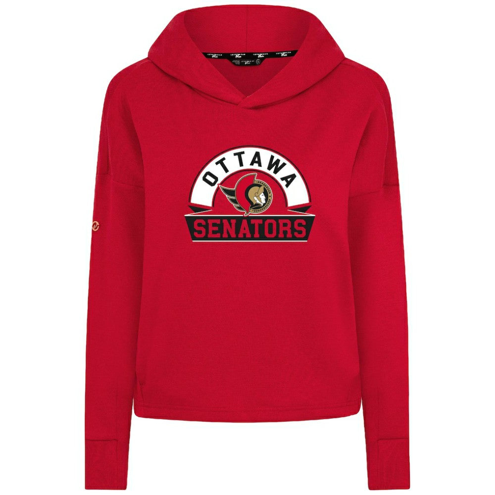 NHL Red Ottawa Senators Levelwear Women's Sweet Banner Arch Tri-Blend Cropped Pullover Hoodie