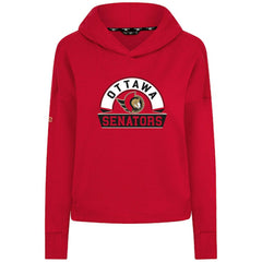 NHL Red Ottawa Senators Levelwear Women's Sweet Banner Arch Tri-Blend Cropped Pullover Hoodie