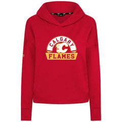 NHL Red Calgary Flames Levelwear Women's Sweet Banner Arch Tri-Blend Cropped Pullover Hoodie