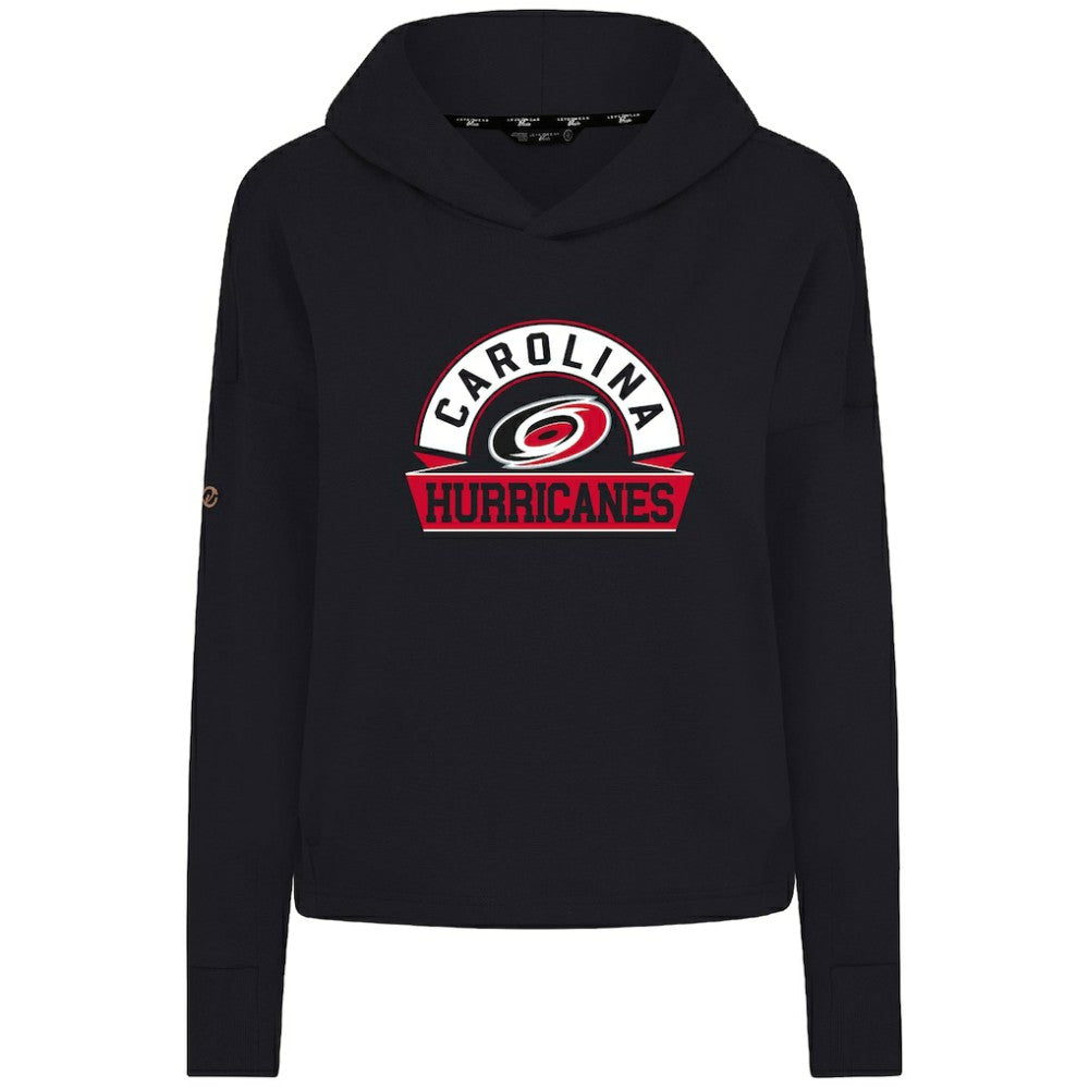 NHL Black Carolina Hurricanes Levelwear Women's Sweet Banner Arch Tri-Blend Cropped Pullover Hoodie
