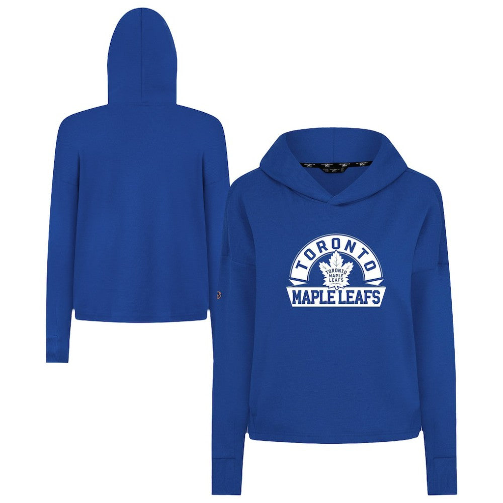 NHL Royal Toronto Maple Leafs Levelwear Women's Sweet Banner Arch Tri-Blend Cropped Pullover Hoodie