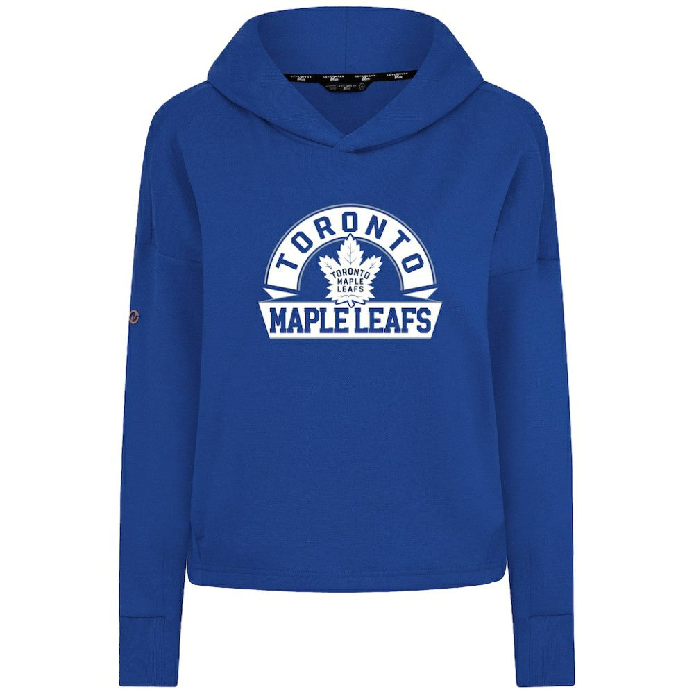 NHL Royal Toronto Maple Leafs Levelwear Women's Sweet Banner Arch Tri-Blend Cropped Pullover Hoodie