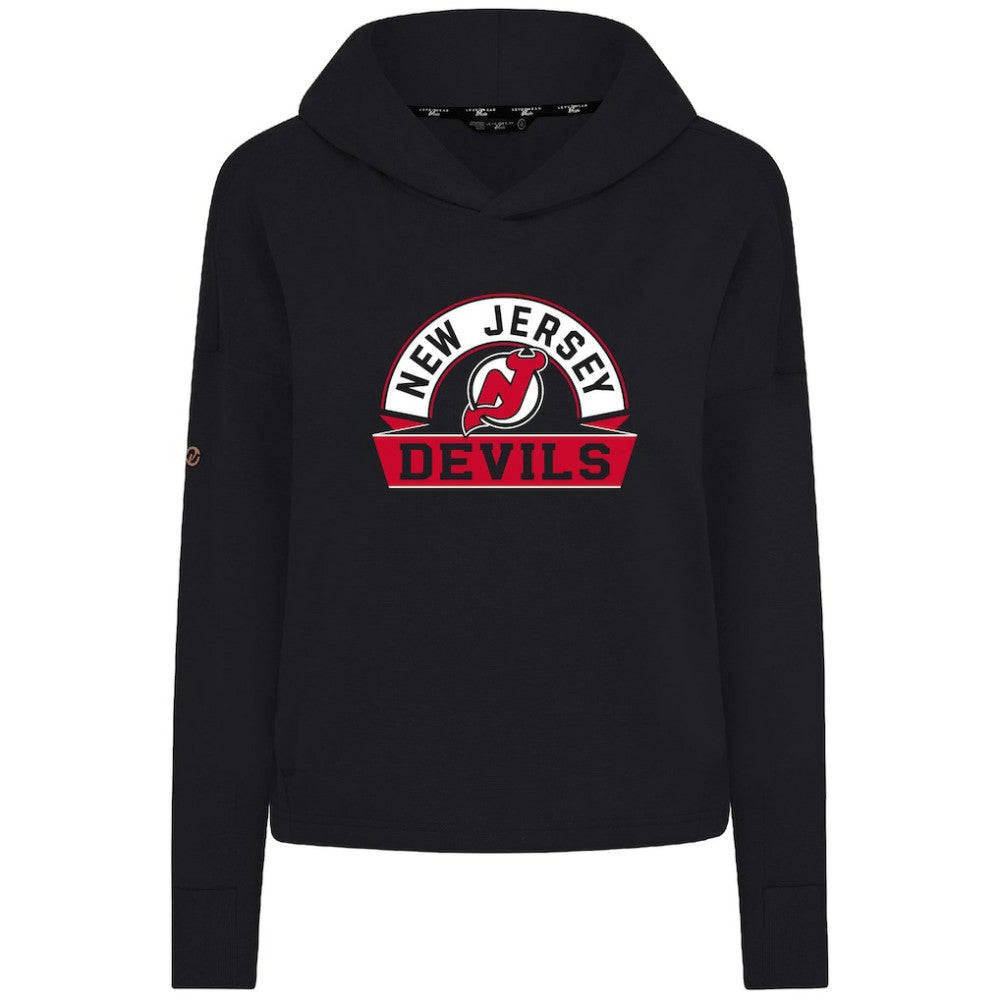 NHL Black New Jersey Devils Levelwear Women's Sweet Banner Arch Tri-Blend Cropped Pullover Hoodie