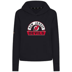 NHL Black New Jersey Devils Levelwear Women's Sweet Banner Arch Tri-Blend Cropped Pullover Hoodie