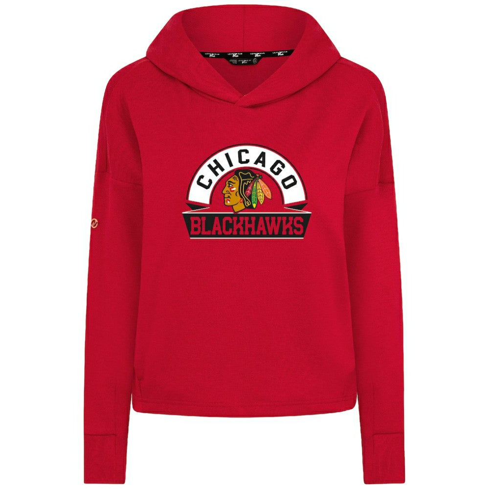NHL Red Chicago Blackhawks Levelwear Women's Sweet Banner Arch Tri-Blend Cropped Pullover Hoodie