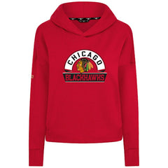 NHL Red Chicago Blackhawks Levelwear Women's Sweet Banner Arch Tri-Blend Cropped Pullover Hoodie