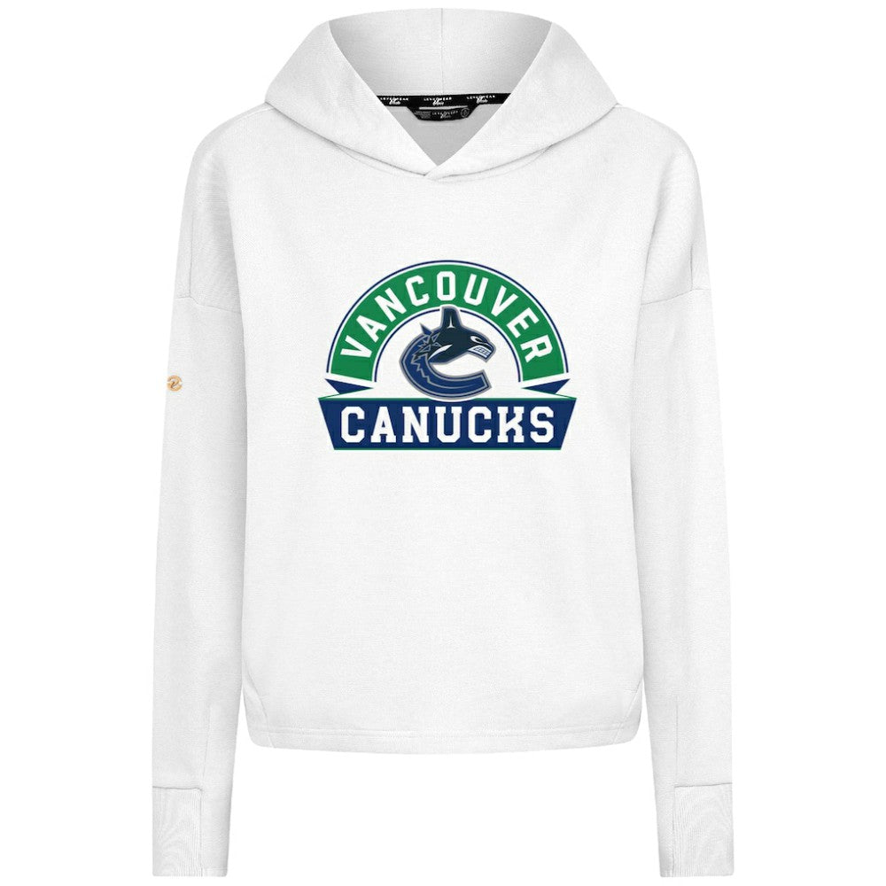 NHL White Vancouver Canucks Levelwear Women's Sweet Banner Arch Tri-Blend Cropped Pullover Hoodie