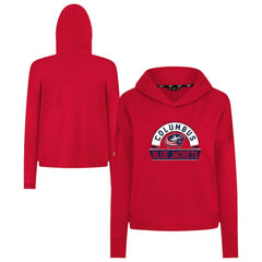 NHL Red Columbus Blue Jackets Levelwear Women's Sweet Banner Arch Tri-Blend Cropped Pullover Hoodie