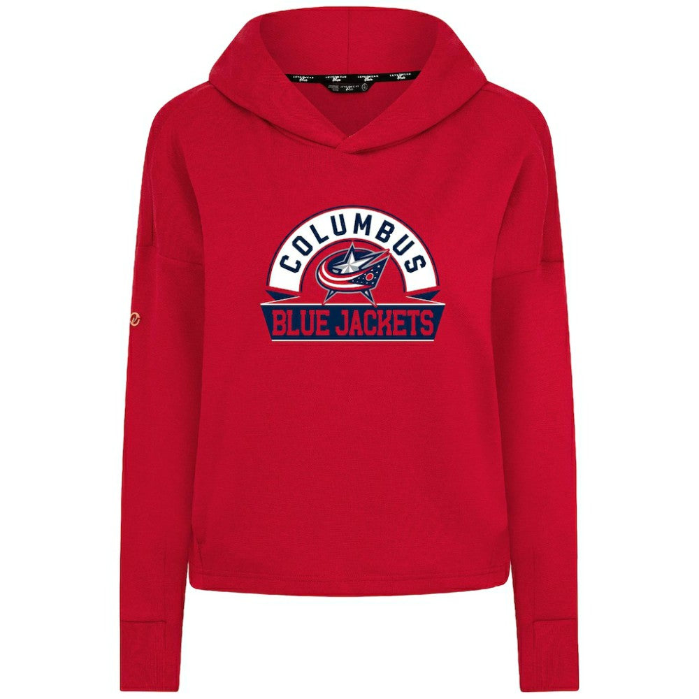 NHL Red Columbus Blue Jackets Levelwear Women's Sweet Banner Arch Tri-Blend Cropped Pullover Hoodie