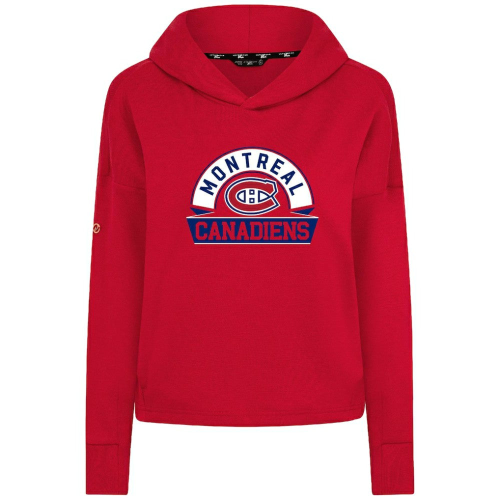 NHL Red Montreal Canadiens Levelwear Women's Sweet Banner Arch Tri-Blend Cropped Pullover Hoodie