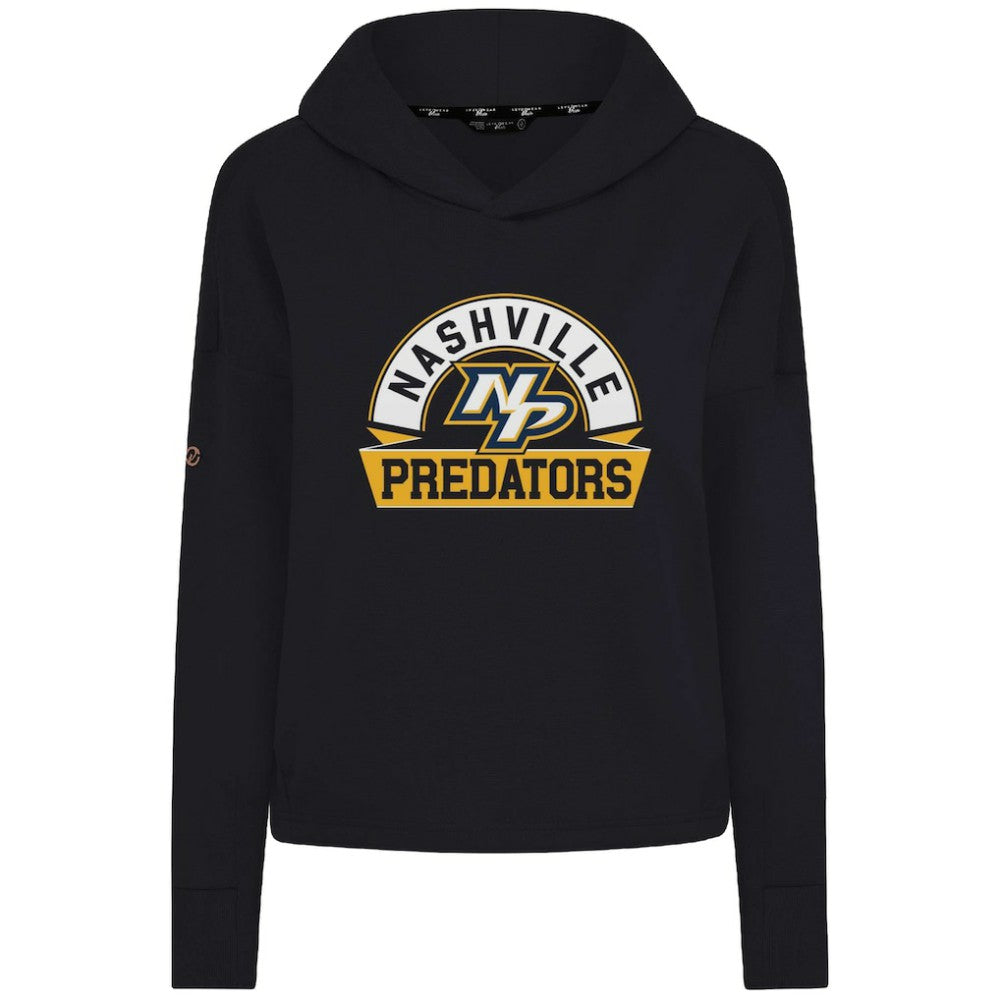 NHL Black Nashville Predators Levelwear Women's Sweet Banner Arch Tri-Blend Cropped Pullover Hoodie