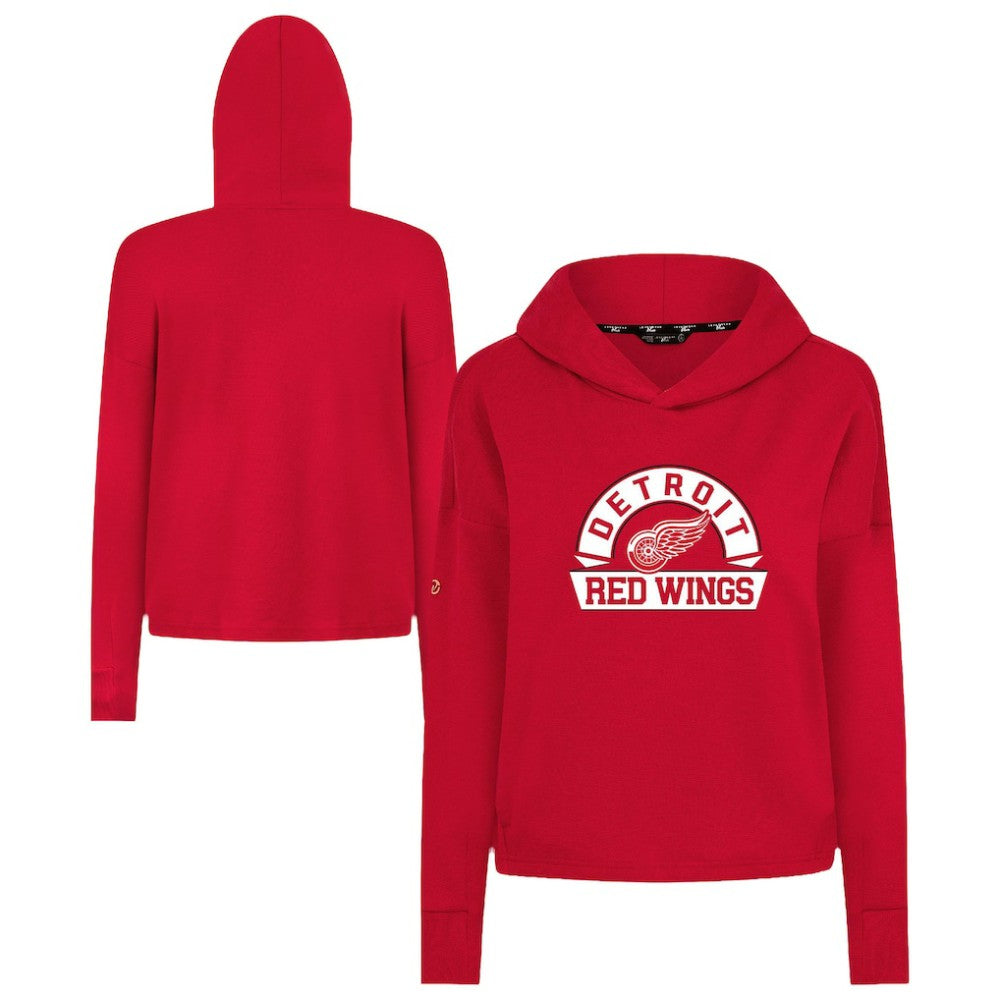 NHL Red Detroit Red Wings Levelwear Women's Sweet Banner Arch Tri-Blend Cropped Pullover Hoodie