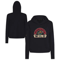 NHL Black Minnesota Wild Levelwear Women's Sweet Banner Arch Tri-Blend Cropped Pullover Hoodie