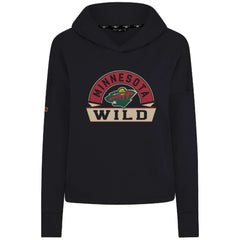 NHL Black Minnesota Wild Levelwear Women's Sweet Banner Arch Tri-Blend Cropped Pullover Hoodie
