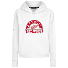 NHL White Detroit Red Wings Levelwear Women's Sweet Banner Arch Tri-Blend Cropped Pullover Hoodie