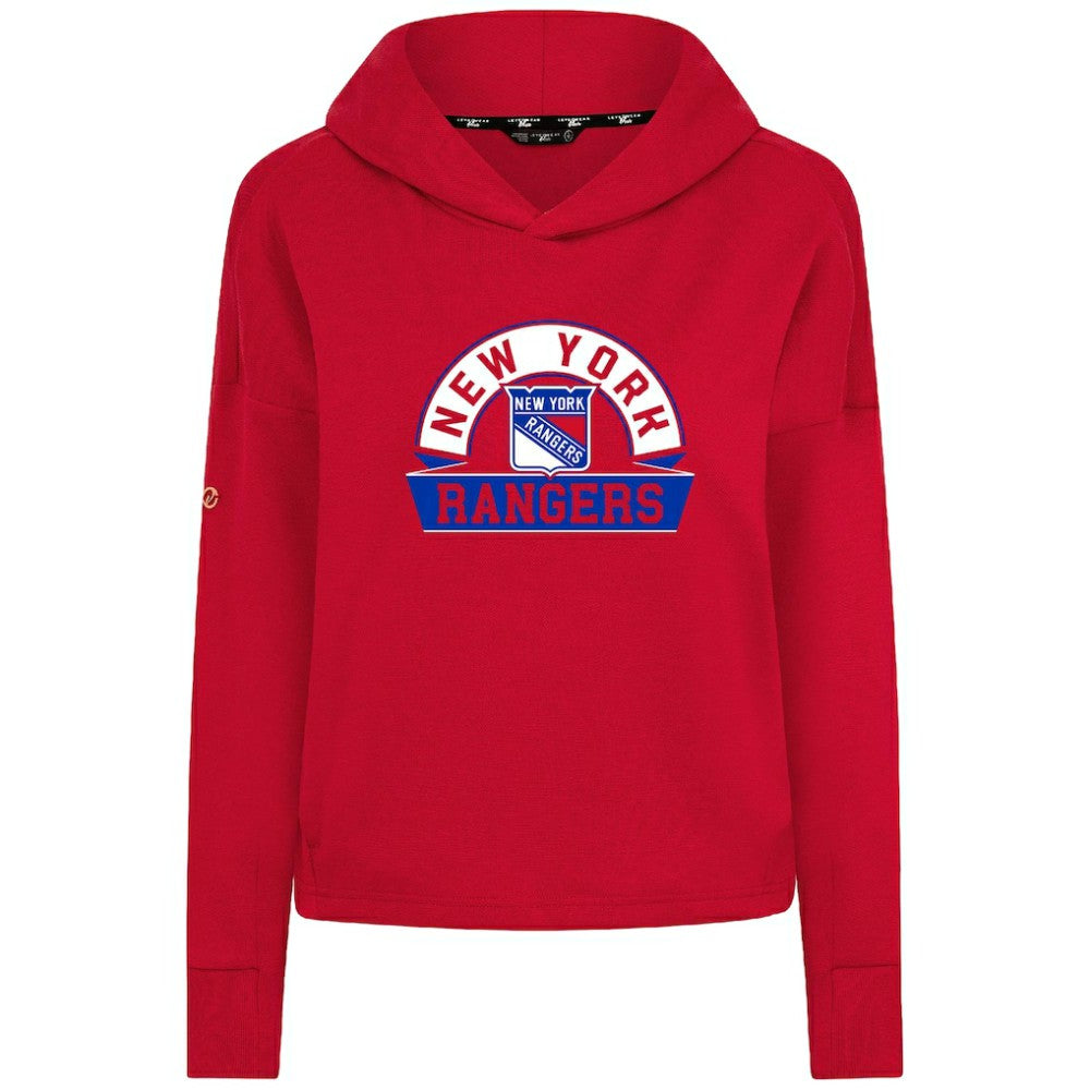 NHL Red New York Rangers Levelwear Women's Sweet Banner Arch Tri-Blend Cropped Pullover Hoodie