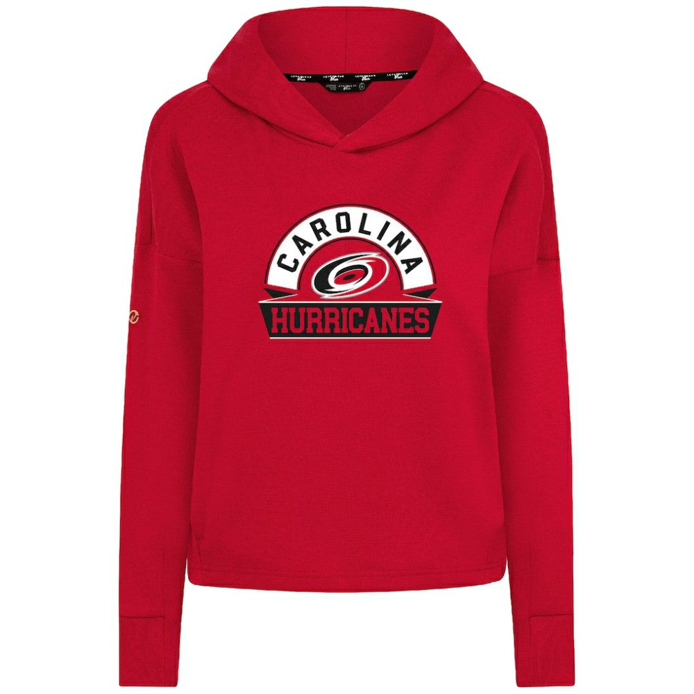 NHL Red Carolina Hurricanes Levelwear Women's Sweet Banner Arch Tri-Blend Cropped Pullover Hoodie