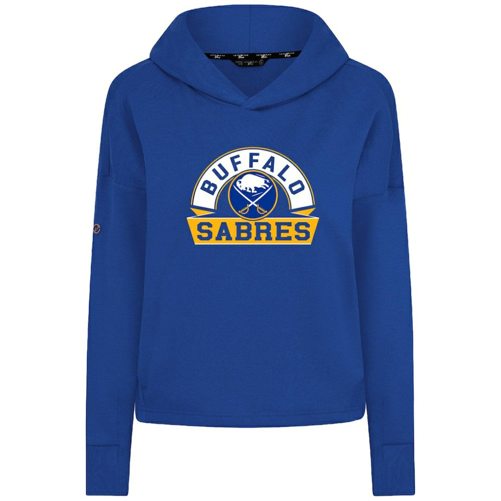 NHL Royal Buffalo Sabres Levelwear Women's Sweet Banner Arch Tri-Blend Cropped Pullover Hoodie