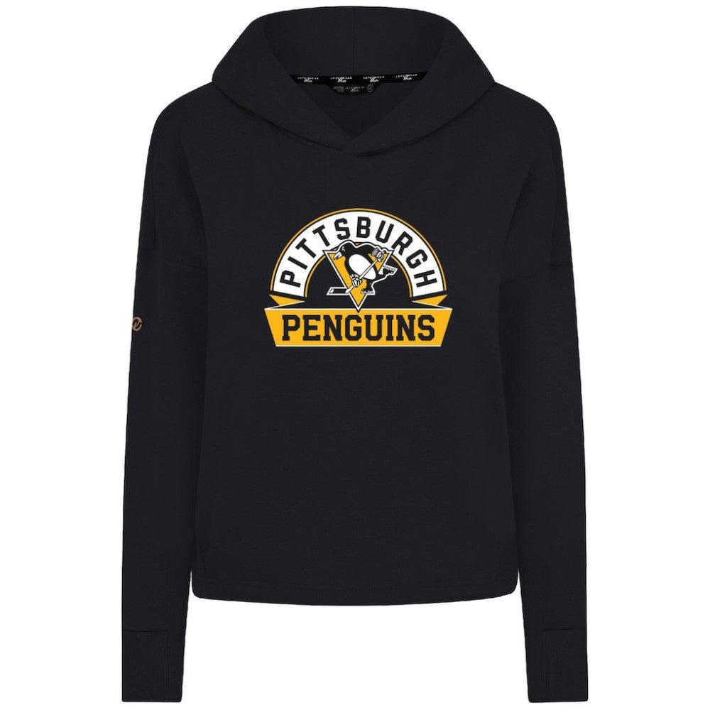 NHL Black Pittsburgh Penguins Levelwear Women's Sweet Banner Arch Tri-Blend Cropped Pullover Hoodie